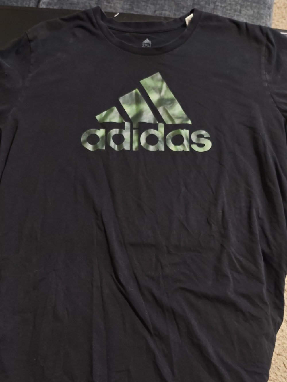 adidas Black Tee with Green Camo Logo